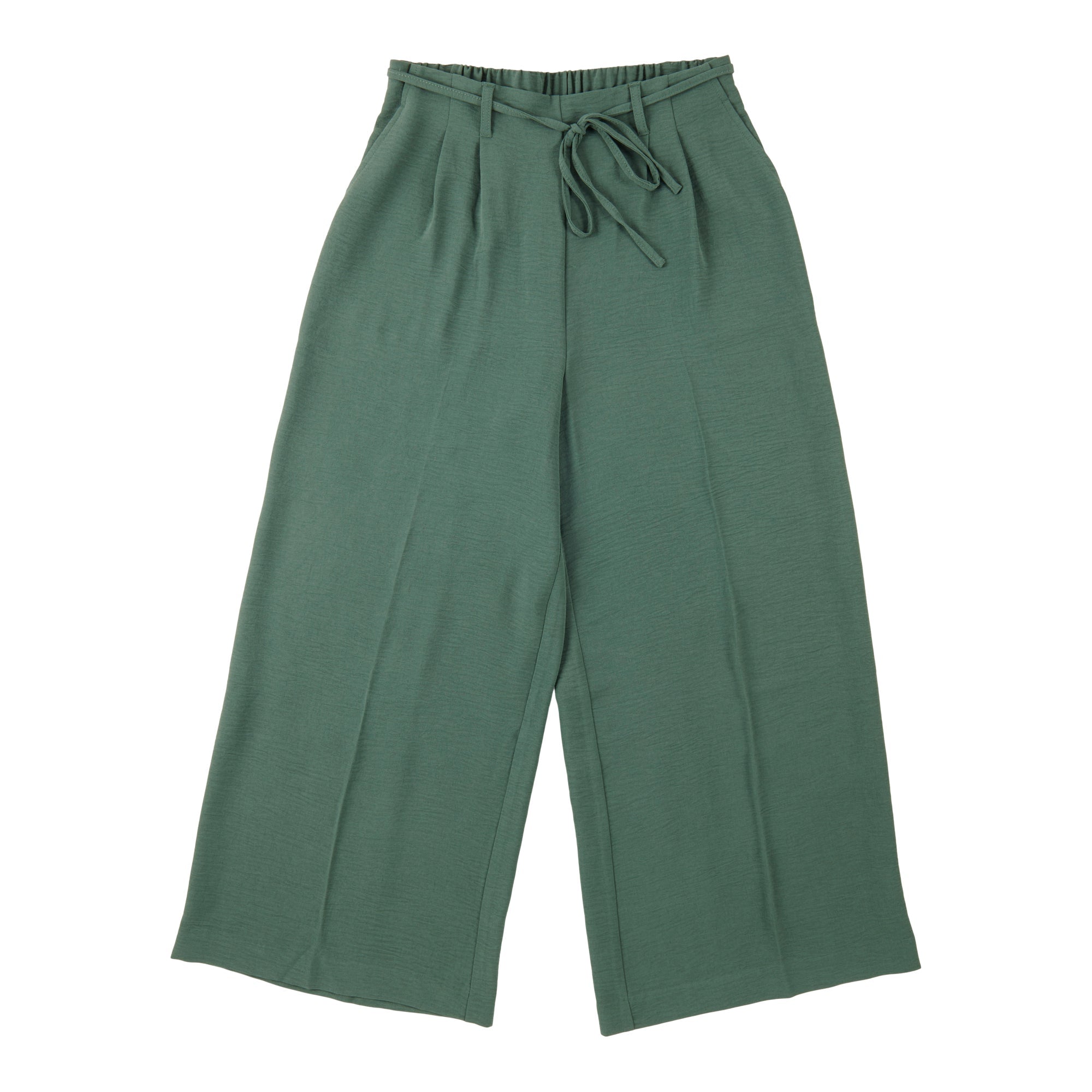 lily morgan Women's Solid Cropped Wide-Leg Belted Pants
