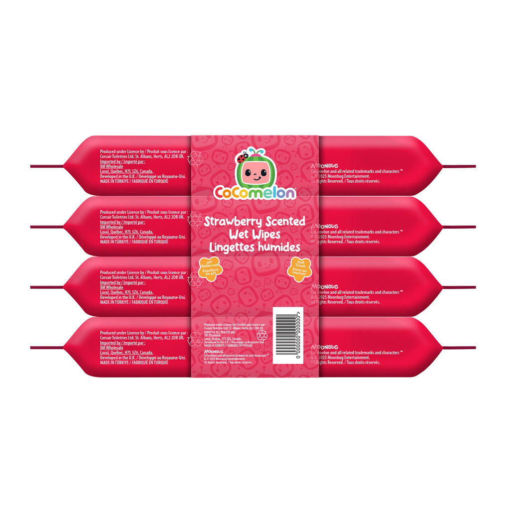 Cocomelon Strawberry Scented Wet Wipes, 4-Pack