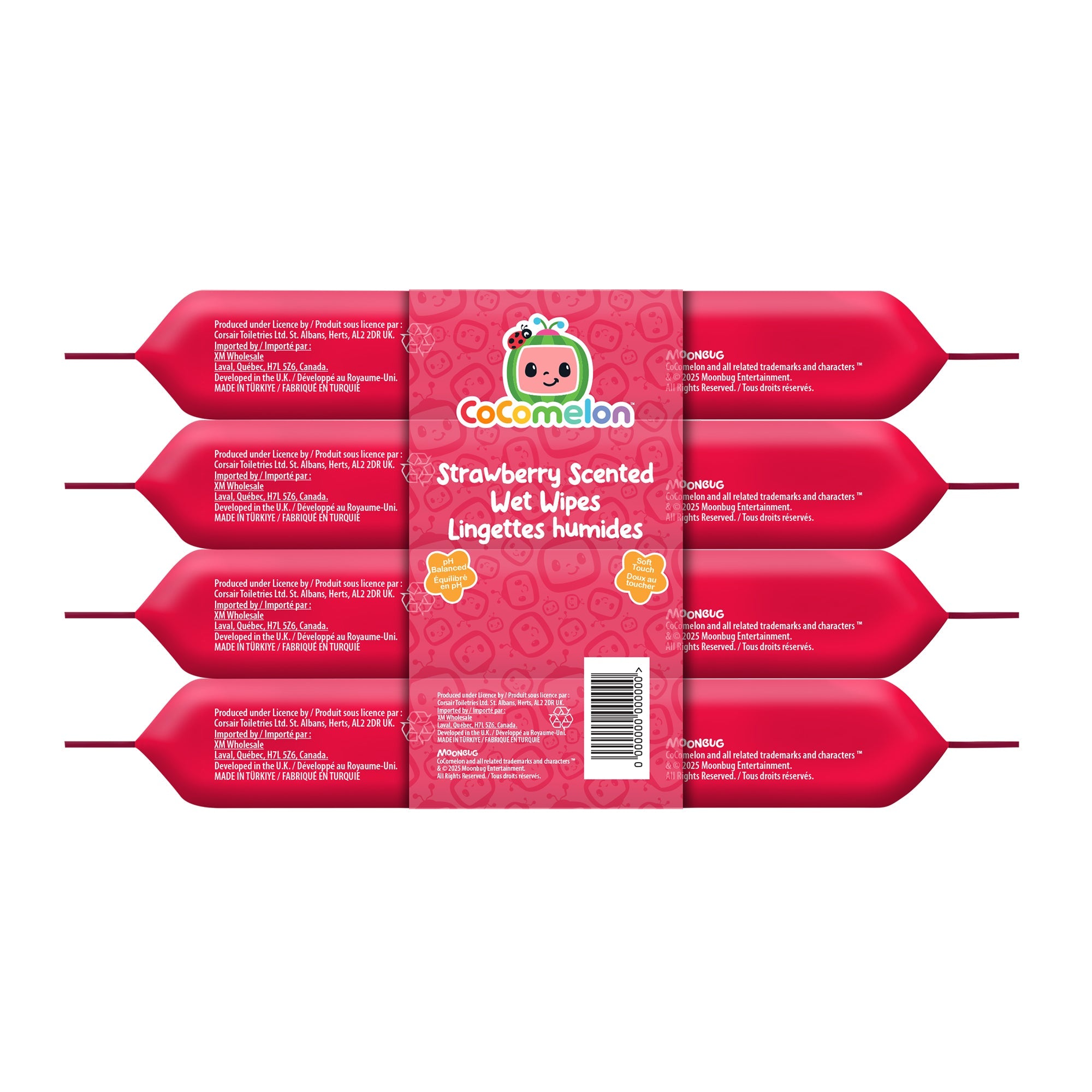 Cocomelon Strawberry Scented Wet Wipes, 4-Pack