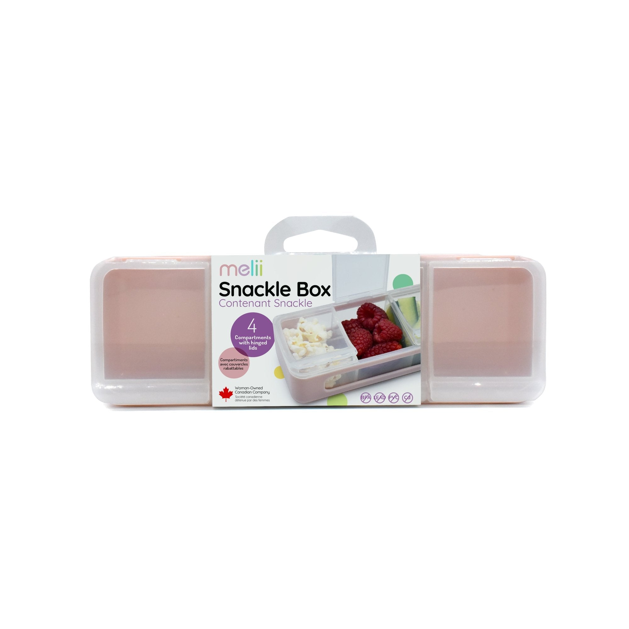4 Compartment Snackle Box, 8-in x 2.7-in x 2.6-in.