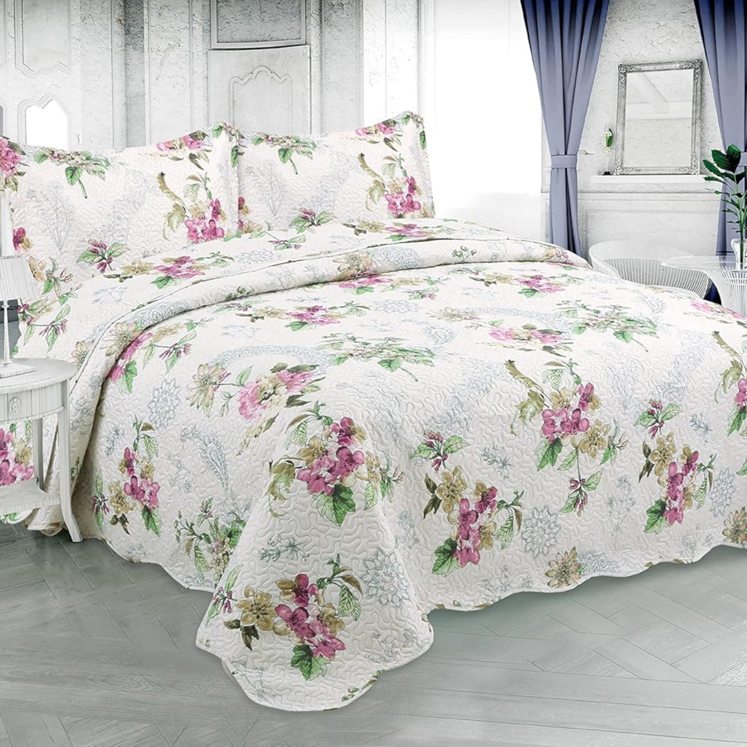 Pinsonic Quilt Set, Queen, 3 Piece
