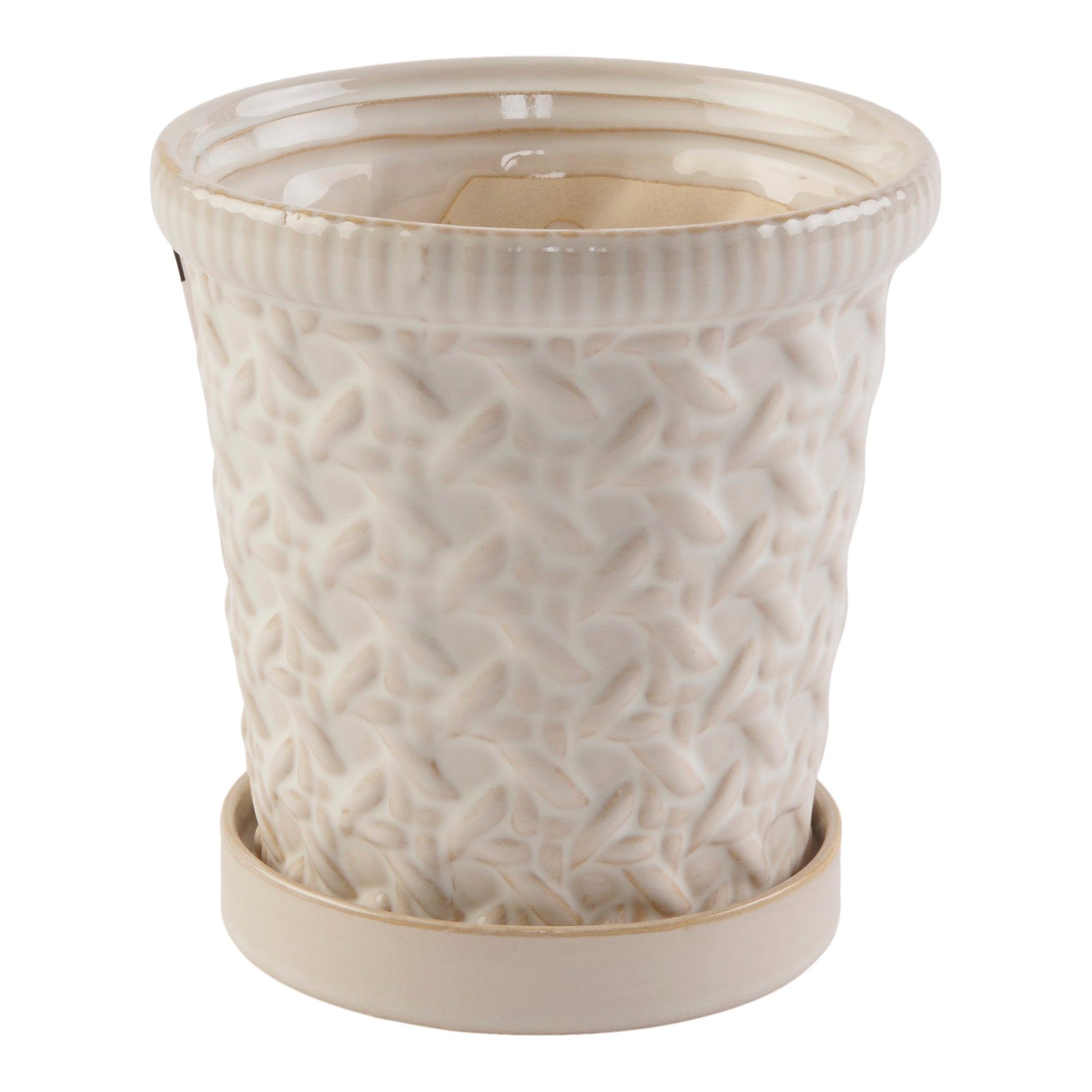 Jardinière d’aspect tissée en céramique, petite, 5 po x 5,5 po