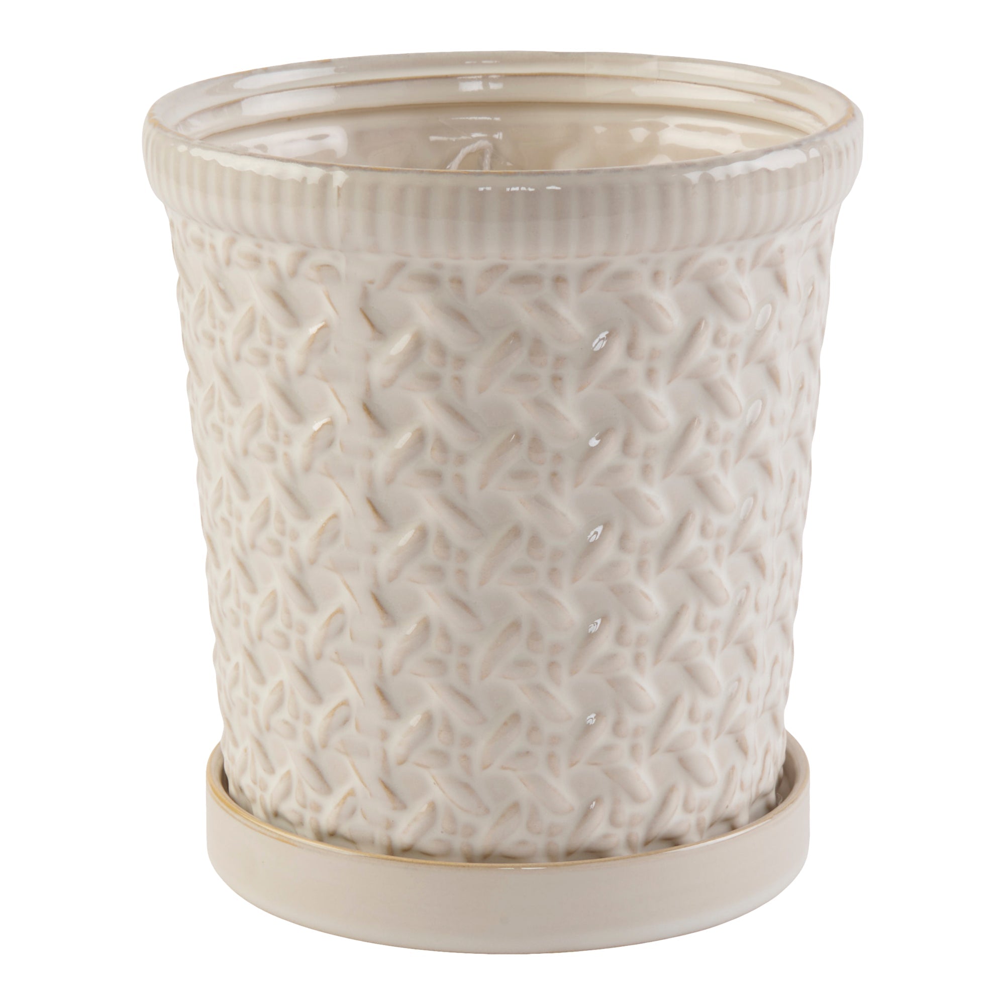 Woven Ceramic Planter, Medium, 6.5-in x 7.3-in.