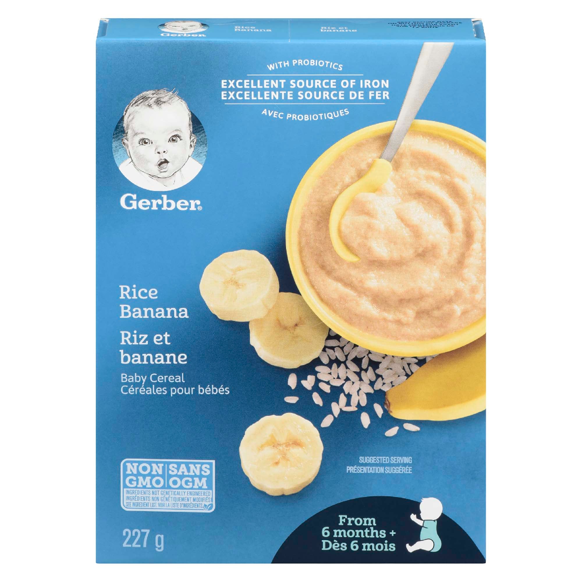 Céréales pour bébés Gerber, riz et banane - 227 g