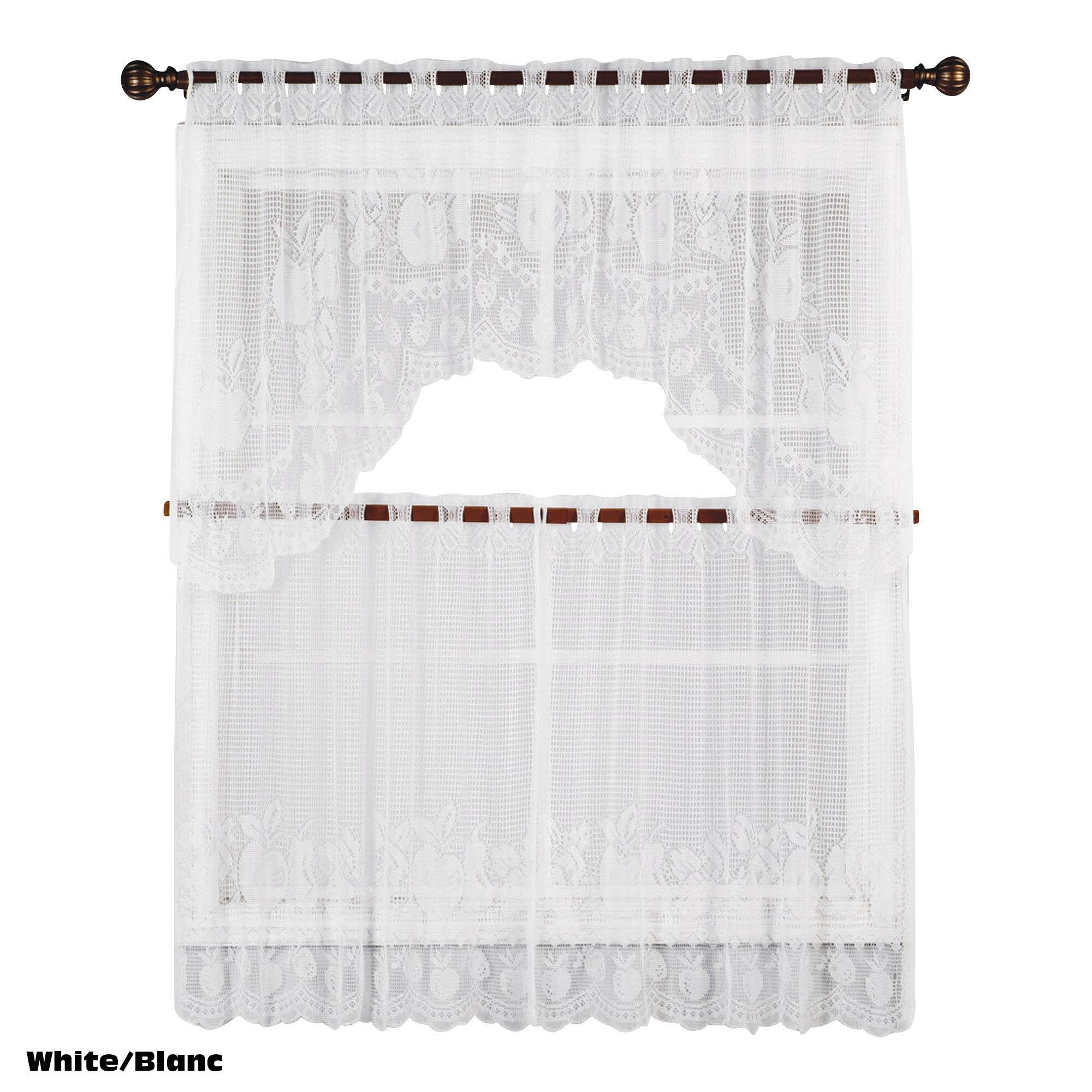 HomeStyles Lace Kitchen Curtain Set, 3-Pieces