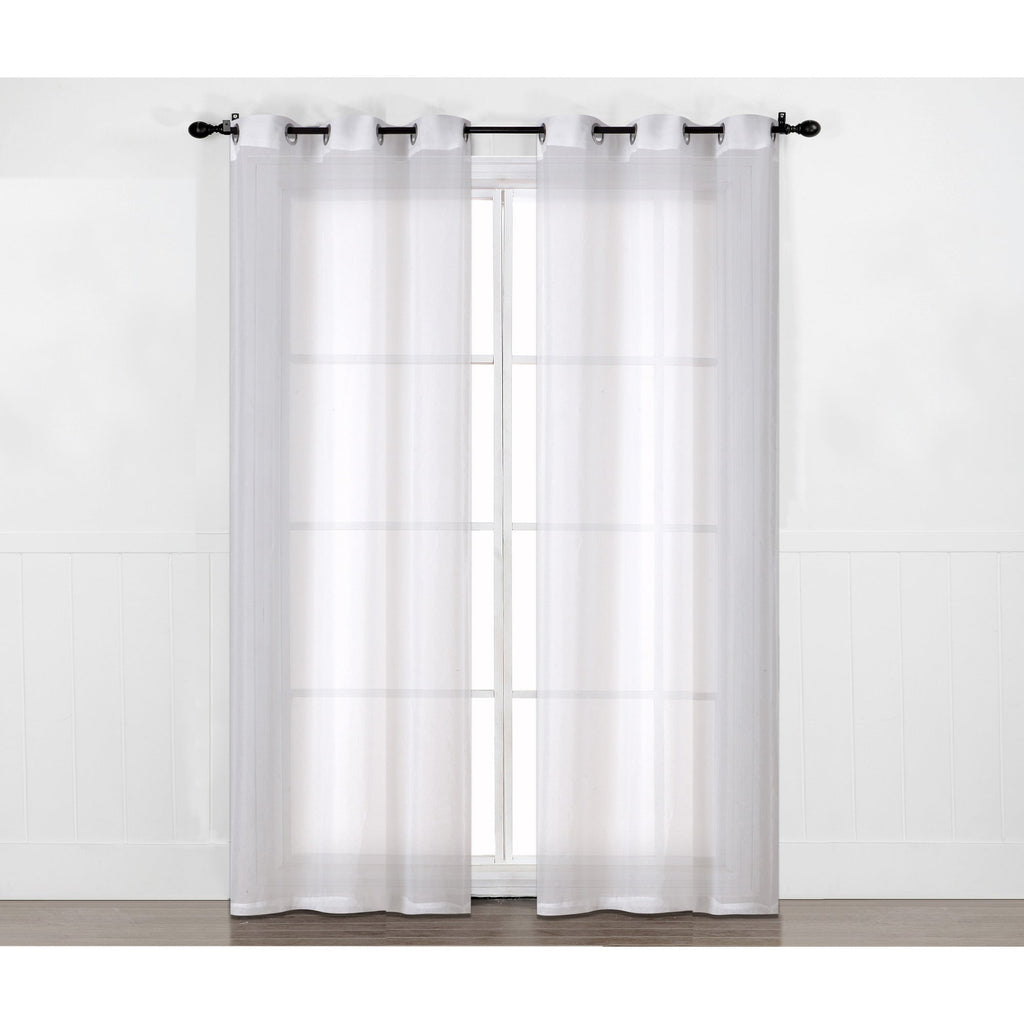 HomeStyles Polyster Sheer Curtain Panel with Grommets, White, 52-in x 96-in.