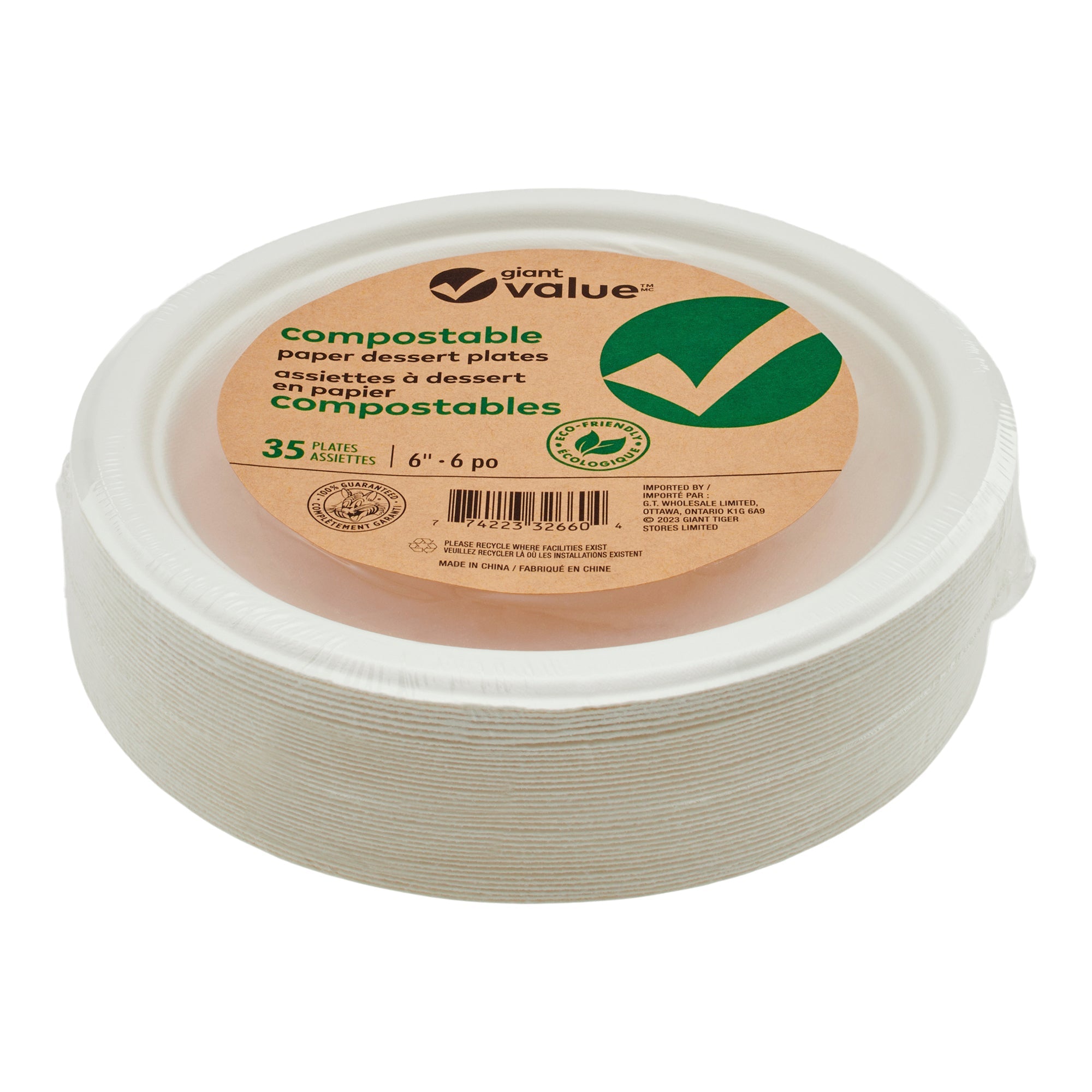 Giant Value Round Disposable Plates, 6-in, 35-Pack